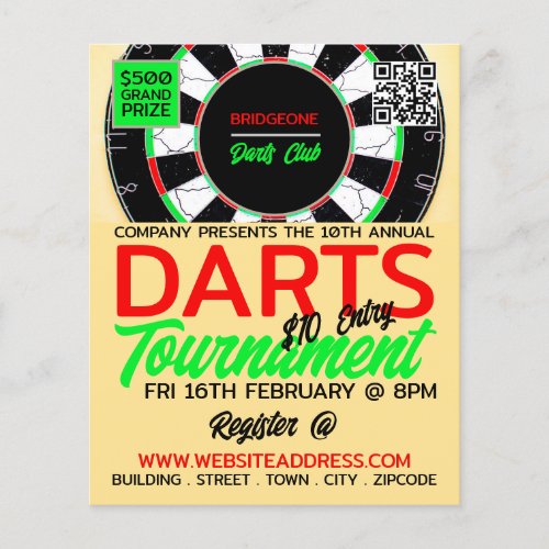 Dartboard Design Darts Tournament Advertising Flyer