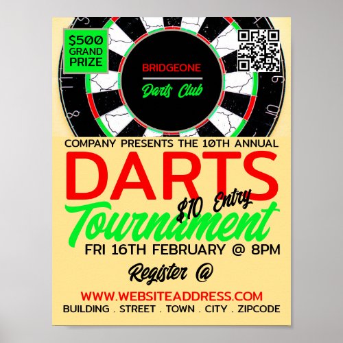 Dartboard Design Darts Tournament Advertising Poster