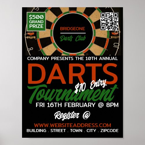 Dartboard Design Darts Tournament Advertising Poster