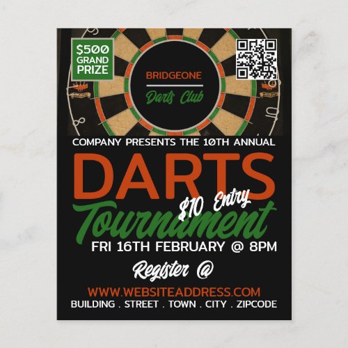 Dartboard Design Darts Tournament Flyer
