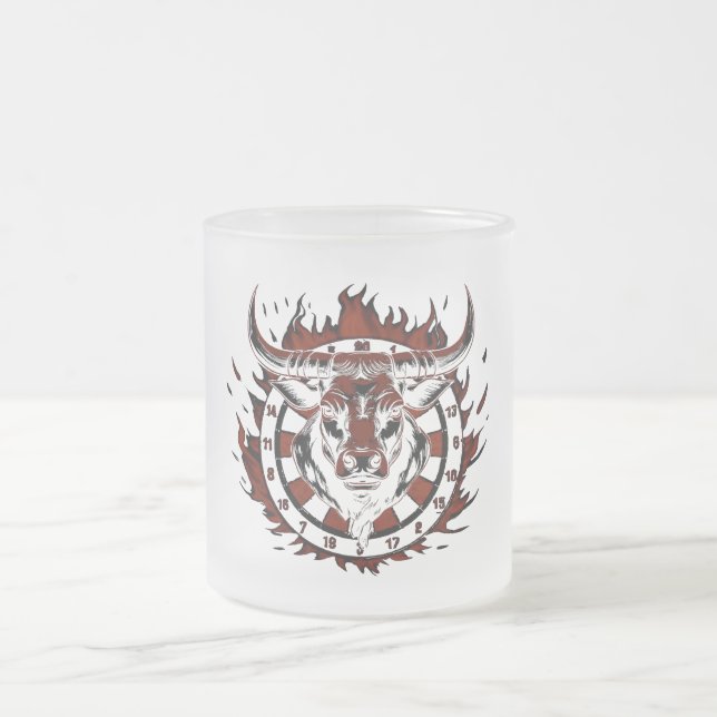 Dartboard Fire Bull Special Design Frosted Glass Coffee Mug (Center)