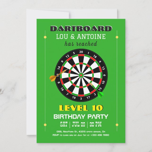 Dartboard Gamer Birthday Invitation (Front)