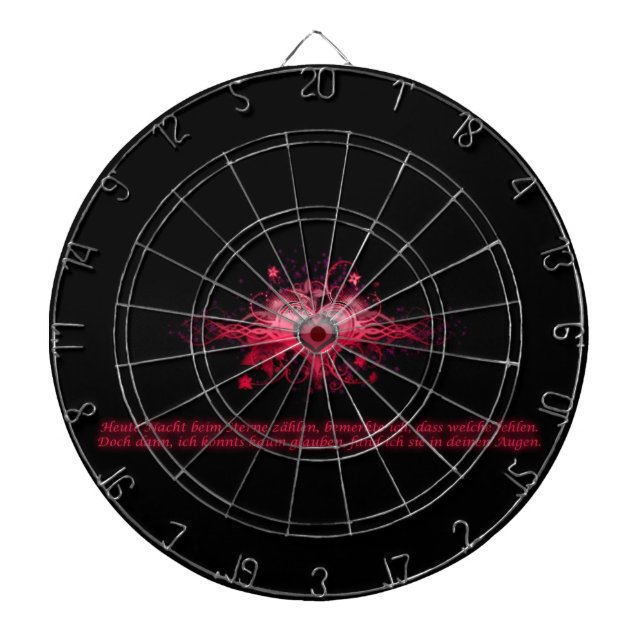 Dartboard Herz Pink und Schwarz With Darts (Front)