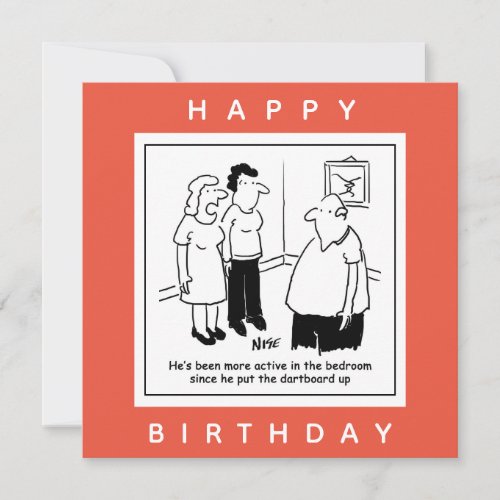 Dartboard in the Bedroom Funny Cartoon Card