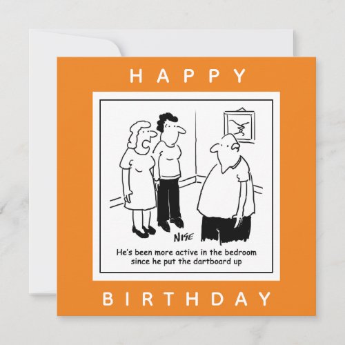 Dartboard in the Bedroom Funny Cartoon Card