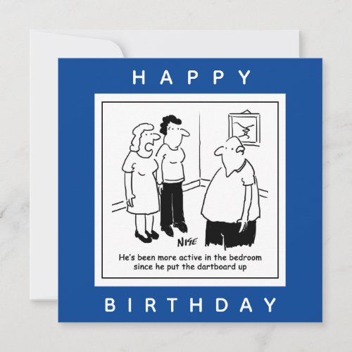 Dartboard in the Bedroom Funny Cartoon Card