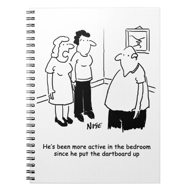Dartboard in the Bedroom. Funny Cartoon Notebook (Front)