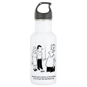 Dartboard in the Bedroom. Funny Cartoon Stainless Steel Water Bottle