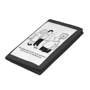Dartboard in the Bedroom. Funny Cartoon Tri-fold Wallet