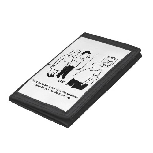 Dartboard in the Bedroom Funny Cartoon Trifold Wallet