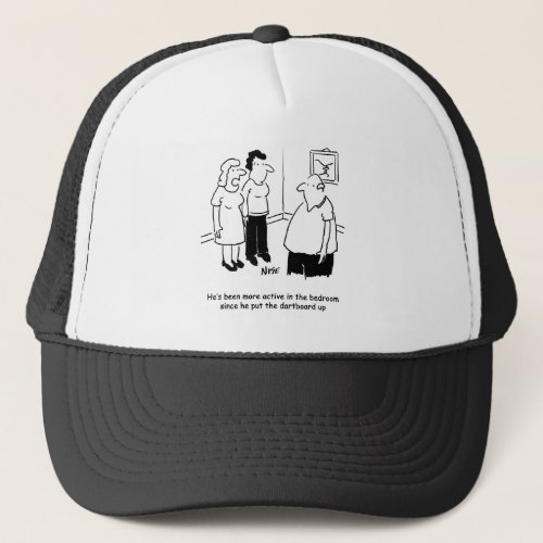 Dartboard in the Bedroom Funny Cartoon Trucker Hat