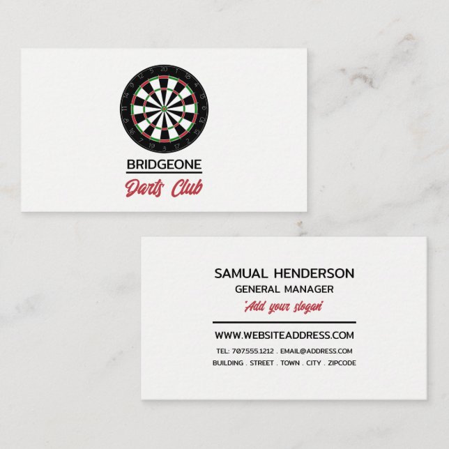 Dartboard Logo Design, Darts Club Business Card (Front/Back)
