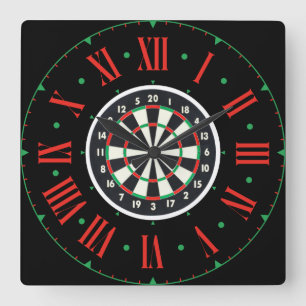 Dartboard Original With Roman Numerals Square Wall Clock