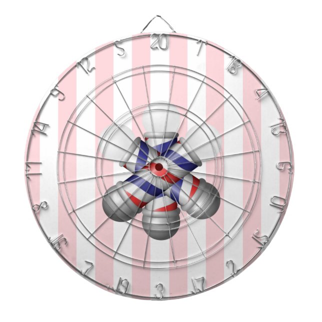Dartboard Pink White Stripe Barber Pole Barbers (Front)