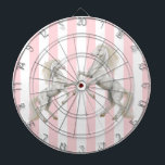 Dartboard Pink White Stripe White Horse<br><div class="desc">Dartboard</div>