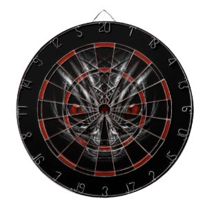 DARTBOARD SILVER GRAY FACE WITH RED EYES