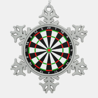 Dartboard Snowflake Pewter Christmas Ornament