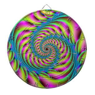 Dartboard  Spiral in Pink Turquoise and Yellow