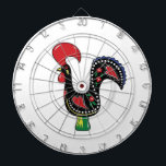 Dartboard White Red Rooster<br><div class="desc">Dartboard</div>