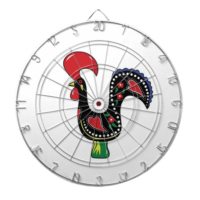 Dartboard White Red Rooster  (Front)