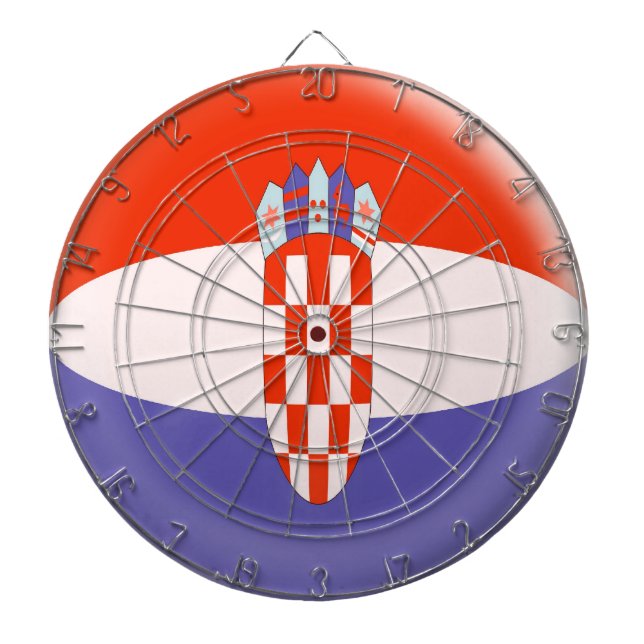 Dartboard with 6 darts Croatia Croatian flag (Front)