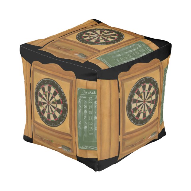Dartboard with Cricket Scoring Pouf (Angled Front)