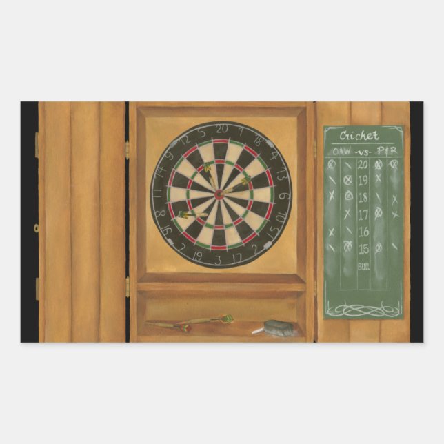 Dartboard with Cricket Scoring Rectangular Sticker (Front)