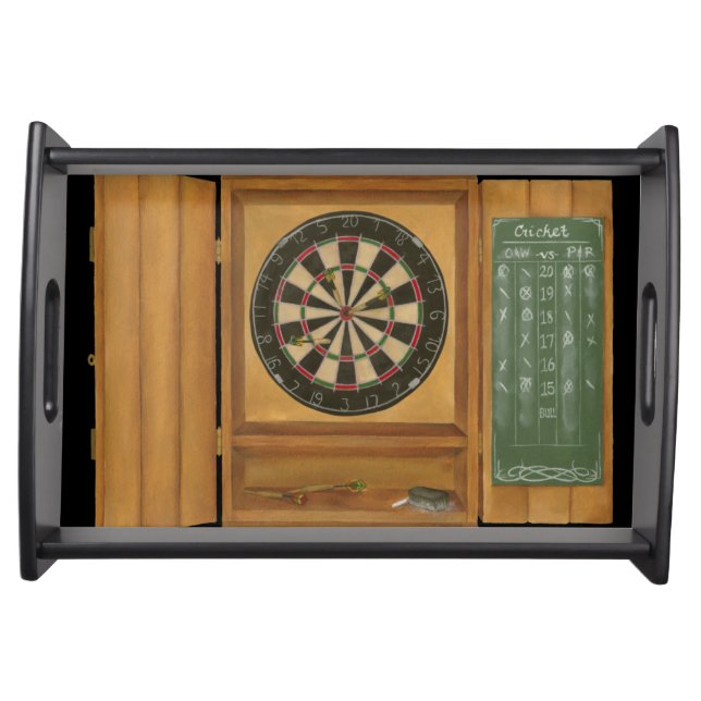 Dartboard with Cricket Scoring Serving Tray (Front)