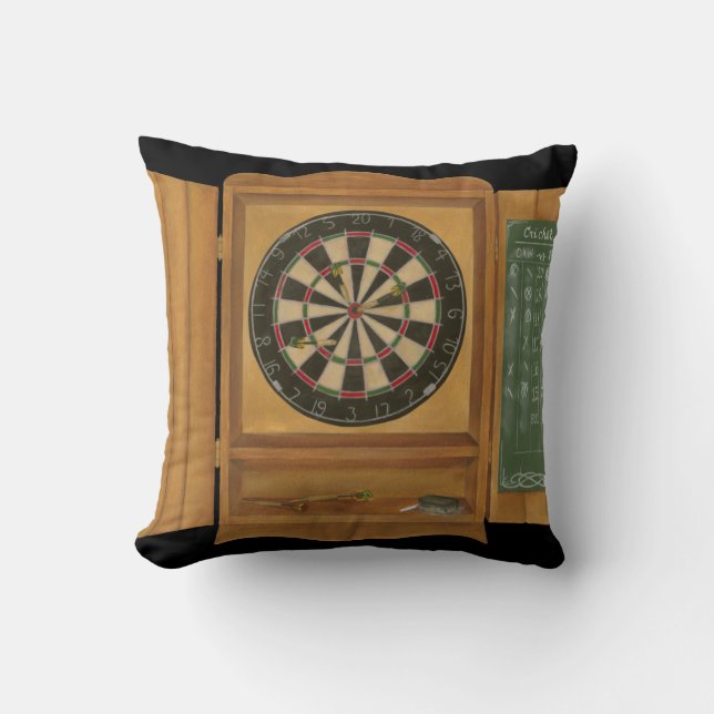 Dartboard with Cricket Scoring Throw Pillow (Front)
