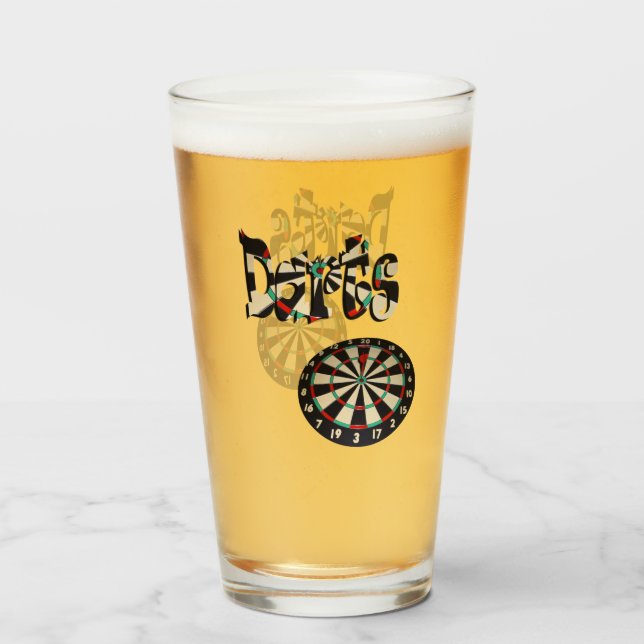 Dartboard With Darts Picture Logo, Glass (Front Filled)
