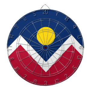 Dartboard with Flag of Denver, Colorado, USA