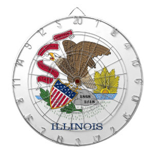 Dartboard with Flag of Illinois, USA Darts