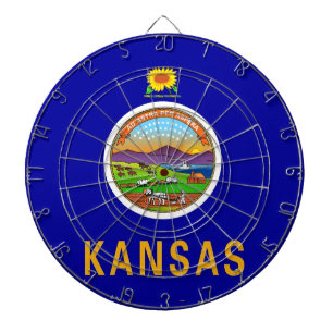 Dartboard with Flag of Kansas, USA Darts