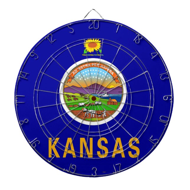 Dartboard with Flag of Kansas, USA Darts (Front)