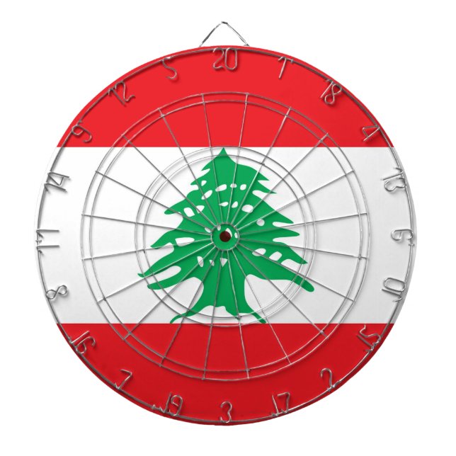 Dartboard with Flag of Lebanon Darts (Front)