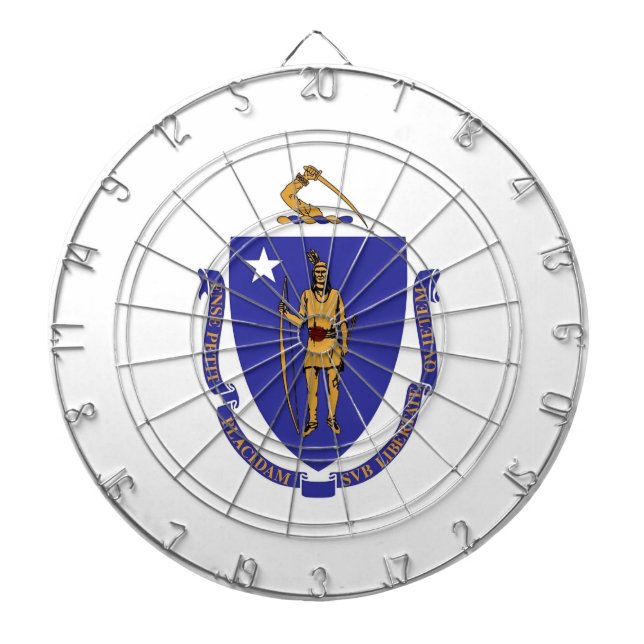 Dartboard with Flag of Massachusetts, USA (Front)