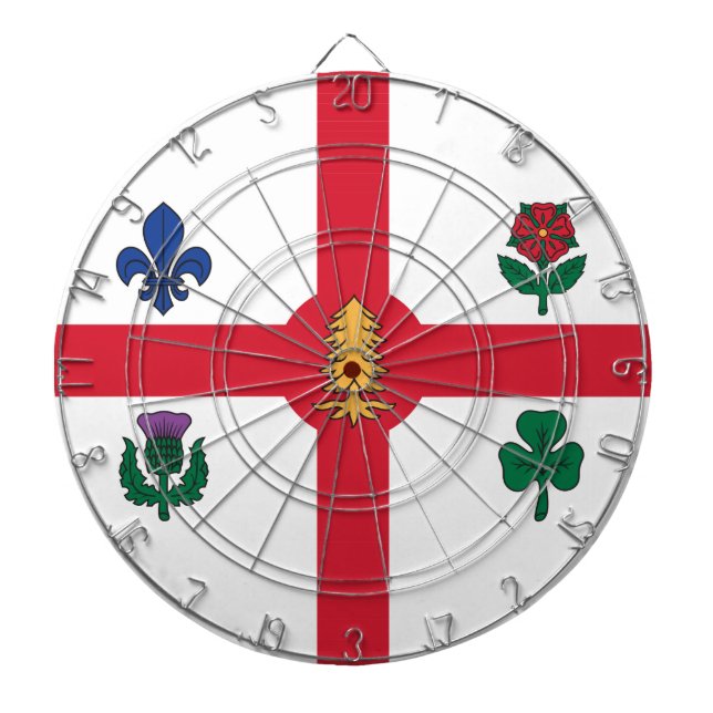 Dartboard with Flag of Montreal, Canada (Front)