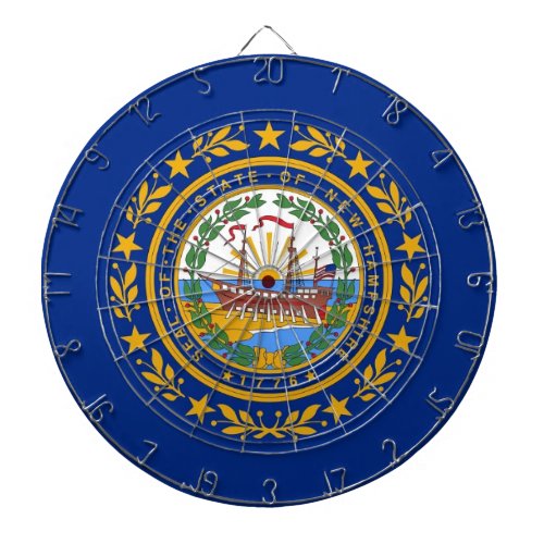 Dartboard with Flag of New Hampshire USA