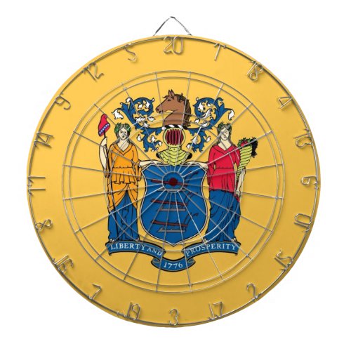 Dartboard with Flag of New Jersey USA