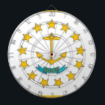 Dartboard with Flag of Rhode Island, USA<br><div class="desc">Elevate your game and showcase your Rhode Island pride with our exclusive dartboard featuring the flag of Rhode Island! Designed to merge functionality with state pride, this dartboard is more than just a game accessory; it’s a celebration of Rhode Island’s heritage and cultural identity. The striking design prominently displays the...</div>