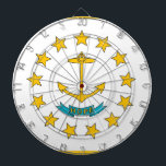 Dartboard with Flag of Rhode Island, USA<br><div class="desc">Elevate your game and showcase your Rhode Island pride with our exclusive dartboard featuring the flag of Rhode Island! Designed to merge functionality with state pride, this dartboard is more than just a game accessory; it’s a celebration of Rhode Island’s heritage and cultural identity. The striking design prominently displays the...</div>