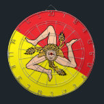 Dartboard with Flag of Sicily, Italy<br><div class="desc">Add a bold and competitive touch of Sicilian pride to your game room with our exclusive dartboard featuring the flag of Sicily, Italy! Designed with vibrant detail and cultural significance, this dartboard is more than just a game—it’s a celebration of Sicily’s rich heritage and iconic symbolism. The striking design prominently...</div>