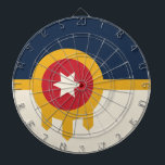 Dartboard with Flag of Tulsa, Oklahoma<br><div class="desc">Add a touch of Tulsa pride to your game room with our exclusive dartboard featuring the flag of Tulsa, Oklahoma! Crafted with meticulous attention to detail, this dartboard is more than just a fun activity piece; it’s a celebration of Tulsa’s heritage and cultural identity. The vibrant design prominently displays the...</div>