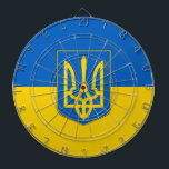 Dartboard with Flag of Ukraine<br><div class="desc">Add a dynamic touch of Ukrainian pride to your game room with our exclusive dartboard featuring the flag of Ukraine! Crafted with meticulous attention to detail, this dartboard is more than just a game accessory; it's a celebration of Ukrainian heritage and cultural pride. The bold design proudly showcases the iconic...</div>