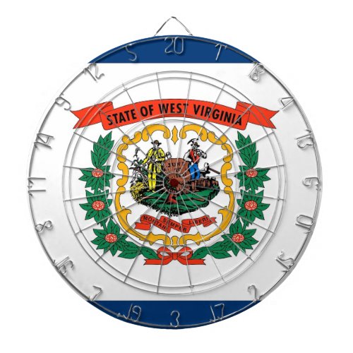 Dartboard with Flag of West Virginia USA