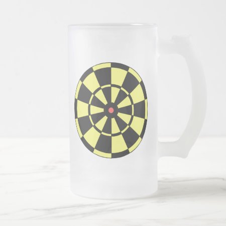 Dartboard Yellow Black Red Bullseye Frosted Glass Beer Mug