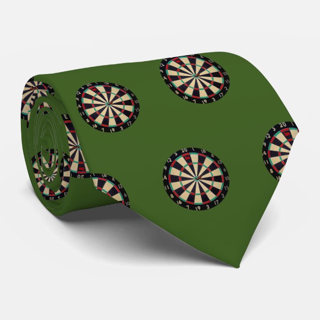 Dartboards On Green, Neck Tie (Rolled)