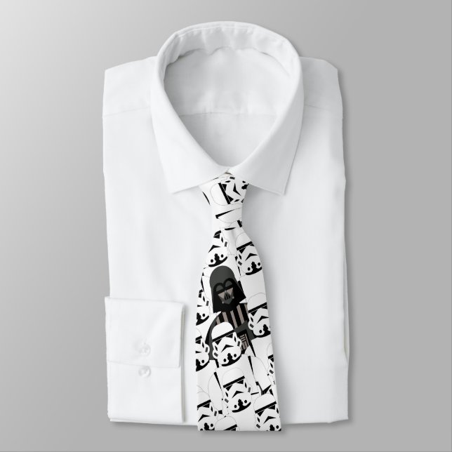 Darth Vader and Stormtrooper Crowd Pattern Neck Tie (Tied)