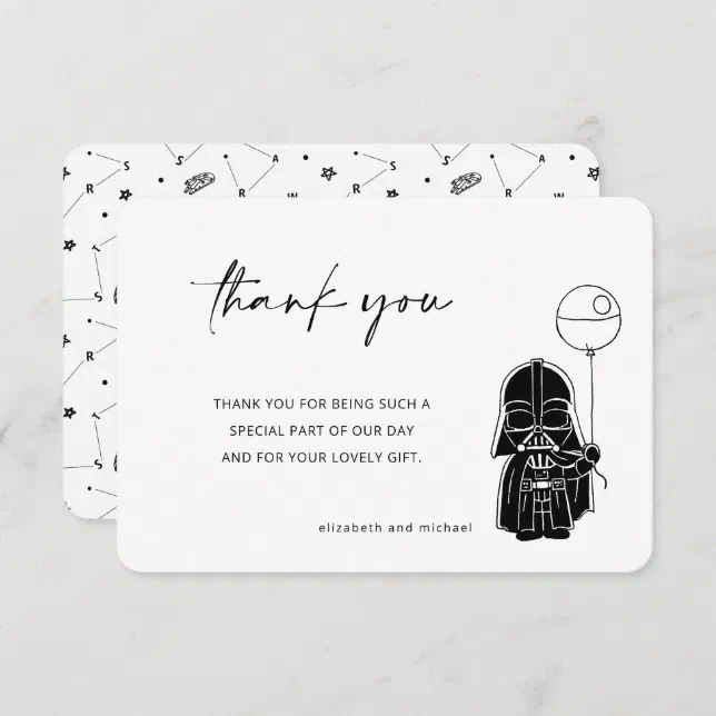 Darth Vader Balloon Baby Shower Thank You Invitation Zazzle