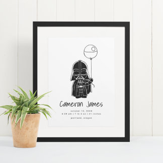 Darth Vader Balloon | Birth Stats Poster